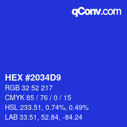 カラーコード: HEX #2034D9 | qconv.com