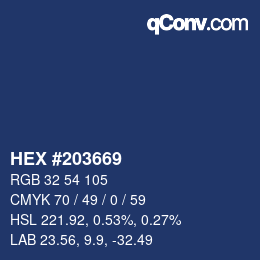 Farbcode: HEX #203669 | qconv.com