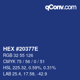 Color code: HEX #20377E | qconv.com