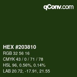 Farbcode: HEX #203810 | qconv.com