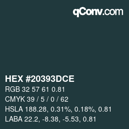 Code couleur: HEX #20393DCE | qconv.com