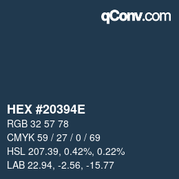 カラーコード: HEX #20394E | qconv.com