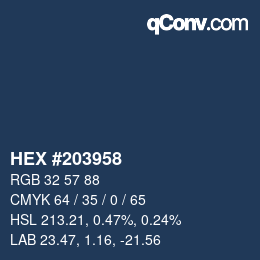 Farbcode: HEX #203958 | qconv.com