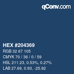 Color code: HEX #204369 | qconv.com