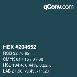 Color code: HEX #204652 | qconv.com