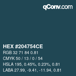 Farbcode: HEX #204754CE | qconv.com