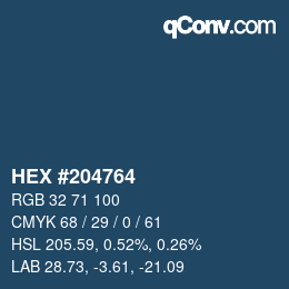 Código de color: HEX #204764 | qconv.com