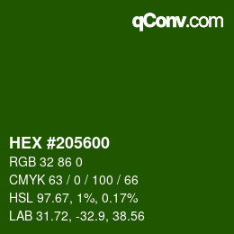 颜色代码: HEX #205600 | qconv.com