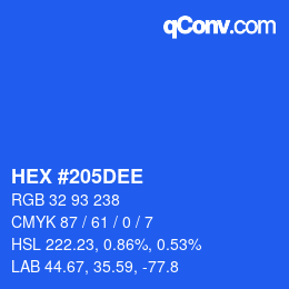 Color code: HEX #205DEE | qconv.com
