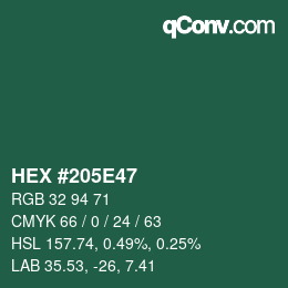 Color code: HEX #205E47 | qconv.com