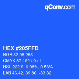 カラーコード: HEX #205FFD | qconv.com