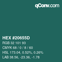 颜色代码: HEX #20655D | qconv.com