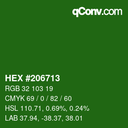 颜色代码: HEX #206713 | qconv.com
