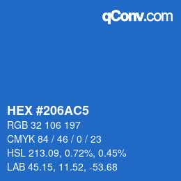 颜色代码: HEX #206AC5 | qconv.com