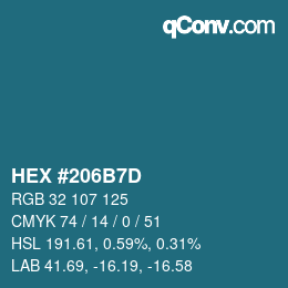 カラーコード: HEX #206B7D | qconv.com