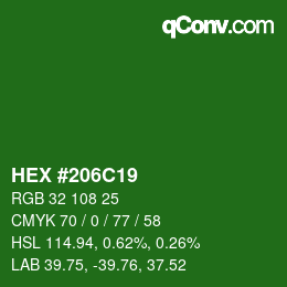 Farbcode: HEX #206C19 | qconv.com