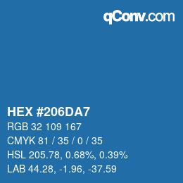 颜色代码: HEX #206DA7 | qconv.com