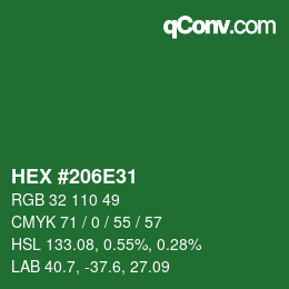 颜色代码: HEX #206E31 | qconv.com