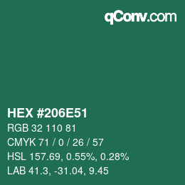 Farbcode: HEX #206E51 | qconv.com