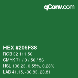 カラーコード: HEX #206F38 | qconv.com