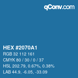 颜色代码: HEX #2070A1 | qconv.com