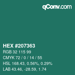 Color code: HEX #207363 | qconv.com