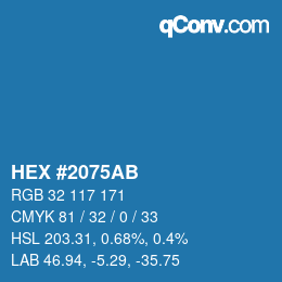 颜色代码: HEX #2075AB | qconv.com
