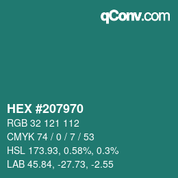 Color code: HEX #207970 | qconv.com