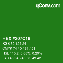 Farbcode: HEX #207C18 | qconv.com