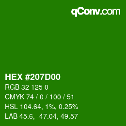 Color code: HEX #207D00 | qconv.com