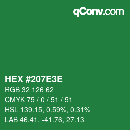 Color code: HEX #207E3E | qconv.com
