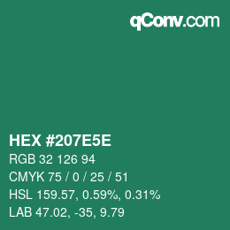 颜色代码: HEX #207E5E | qconv.com