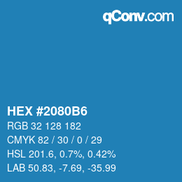 カラーコード: HEX #2080B6 | qconv.com