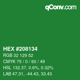 Color code: HEX #208134 | qconv.com