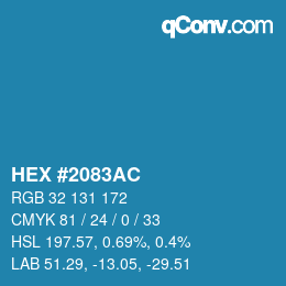 Color code: HEX #2083AC | qconv.com