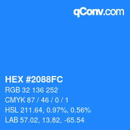 Color code: HEX #2088FC | qconv.com