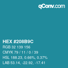 Farbcode: HEX #208B9C | qconv.com