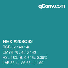 Color code: HEX #208C92 | qconv.com