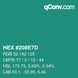 Farbcode: HEX #208E7D | qconv.com