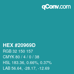 颜色代码: HEX #20969D | qconv.com