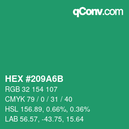 Color code: HEX #209A6B | qconv.com