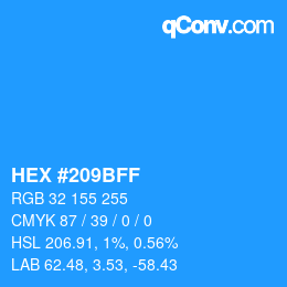 Code couleur: HEX #209BFF | qconv.com