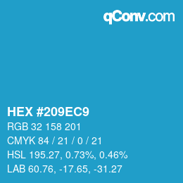 カラーコード: HEX #209EC9 | qconv.com