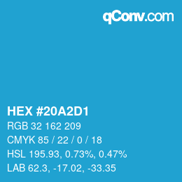 カラーコード: HEX #20A2D1 | qconv.com
