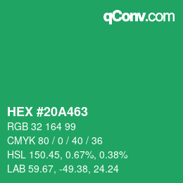 Color code: HEX #20A463 | qconv.com