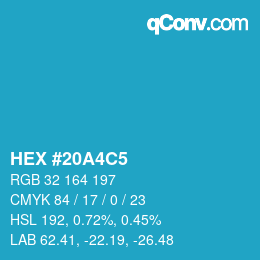 Farbcode: HEX #20A4C5 | qconv.com