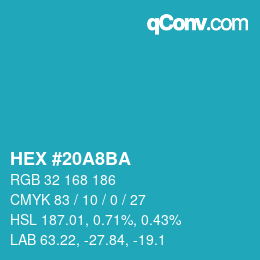 Color code: HEX #20A8BA | qconv.com