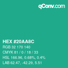Color code: HEX #20AA8C | qconv.com
