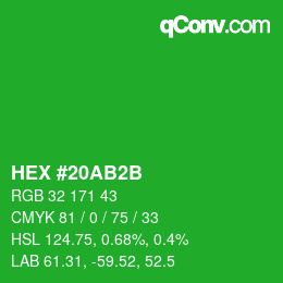 Color code: HEX #20AB2B | qconv.com