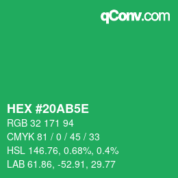 Farbcode: HEX #20AB5E | qconv.com